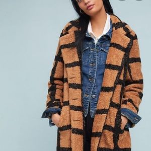 Anthropologie Plaid Teddy Bear Coat